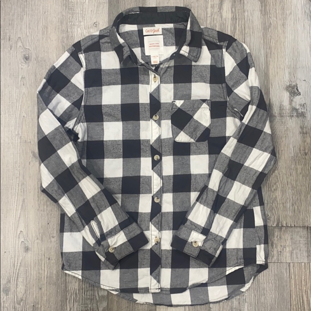 Cat & Jack Black and White Checkered Shirt